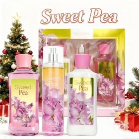Christmas Gift Set 3-Piece Set, 10 Fl.oz Body Care Fragrance Set, Featuring Floral, Candy, And Sweet Pea Scents. Includes Scented Shower Gel, Bod (Option: Sweet Pea Scent)