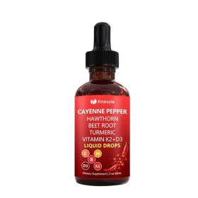 Cayenne Pepper Hawthorn Beet Root Turmeric Liquid Drops With Vitamin K2 D3 60ML (Option: 01)